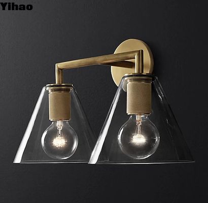 ซื้อ 40w*2 หลอดไฟผนังประดับ สีทองแดงแปรง หลอดไฟผนังรวม การผลิตออนไลน์