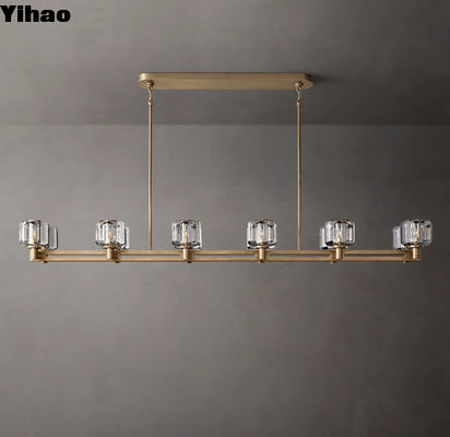 ซื้อ ทองแดง Linear Chandelier ห้องอาหาร โมเดิร์น LED โฟยเออร์แสง 60W การผลิตออนไลน์