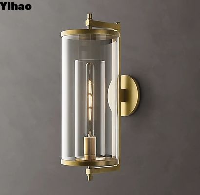 สีกระบอกภายใน K9 กระจกประดับผนัง Sconces ปลายทองแดง