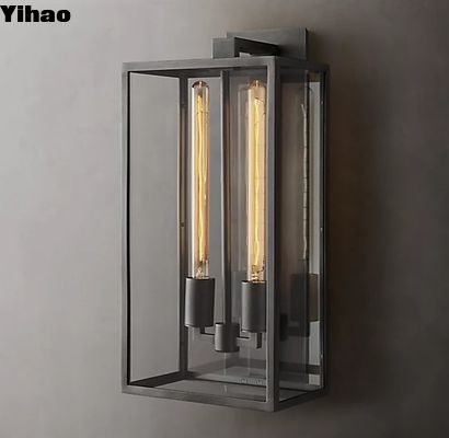 ดําและทองแดง Wall Sconce ทองแดงกระจก ผนังไฟ 110V-120V