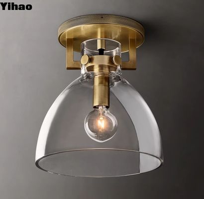 กรอบนิกเกิลเคลือบ ทองเหลืองแก้ว Flush Mount Ceiling Light 40W