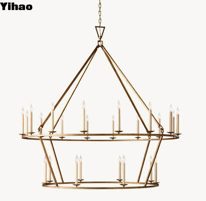62' กว้าง 54' H Luxury Dropship Chandeliers ขนาดใหญ่ทองแดง