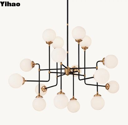 นิเคิล Finish คลาสสิกทองแดง Chandelier กับ E27 Bulb ความเหมาะสมและการออกแบบอลังการ