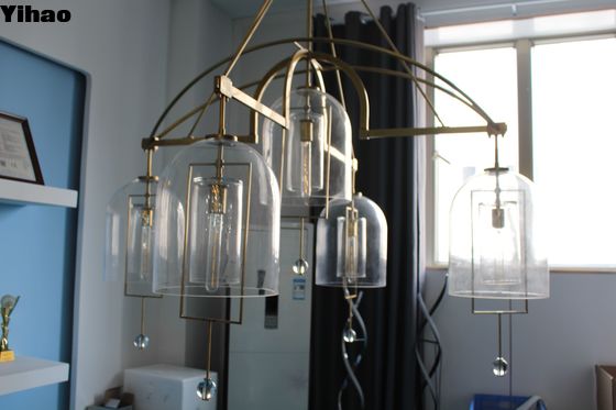 Fulcrum Round Chandelier แสงคริสตัลทองแดง ปรับแต่งความจุ 50.8 กิโลกรัม