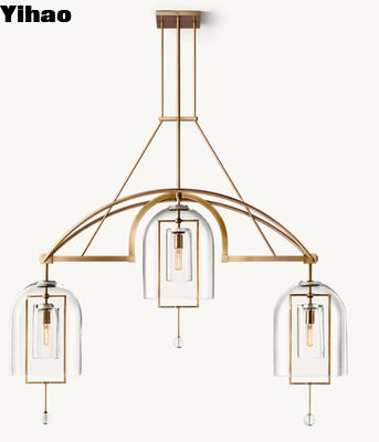 43 กิโลกรัม Fulcrum Linear Brass Crystal Chandelier ขนาด 155cm W x 34cm D x 142cm H