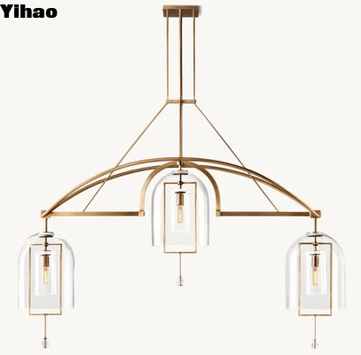 สไตล์อเมริกัน Fulcrum Linear Brass Chandelier กับ Vintage Brass ปลาย 48.2 kg