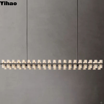 Luxury Large Gold Rectangular LED Chandelier Modern Decor ห้องคริสตัลแขวนสําหรับห้องนอน ห้องนั่งเล่น
