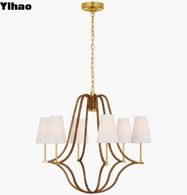 Vsual Comfort Biscayne ขนาดใหญ่ห่อห่อ CHC 5581 อินเทค-เผาทองแดงและธรรมชาติ rattan