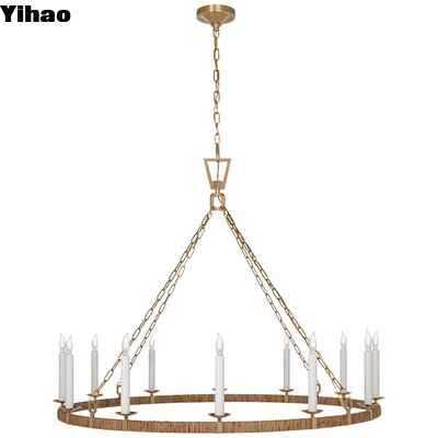หน่วยทองแดง ปรับความสูง สีคริสตัล LED Pendant Lighting Chandelier สําหรับเพดานสูง