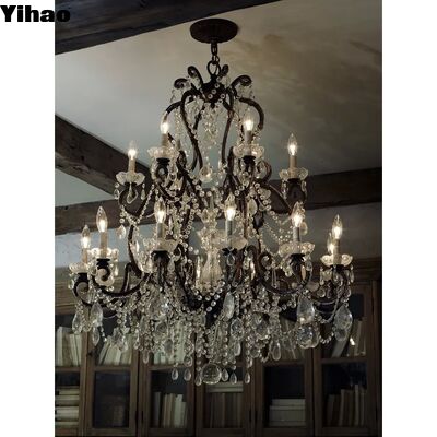 การออกแบบตามสั่ง Luxury Crystal Shade Pendant Light Chandelier กับอายุการใช้งาน 50000 ชั่วโมง สําหรับแสงวิลล่า