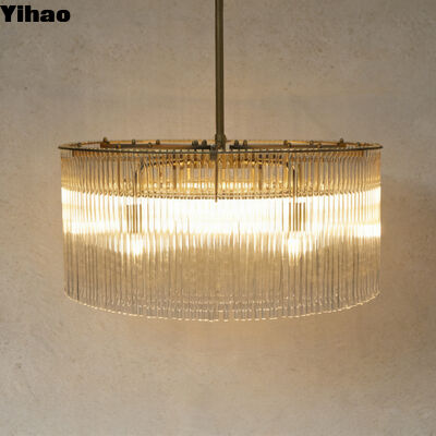 สี่ชั้น หลอดเทียนทองแดงโบราณ พร้อมกระจกคริสตัล ไฟส่อง LED สําหรับห้องอาหารเพดานสูง